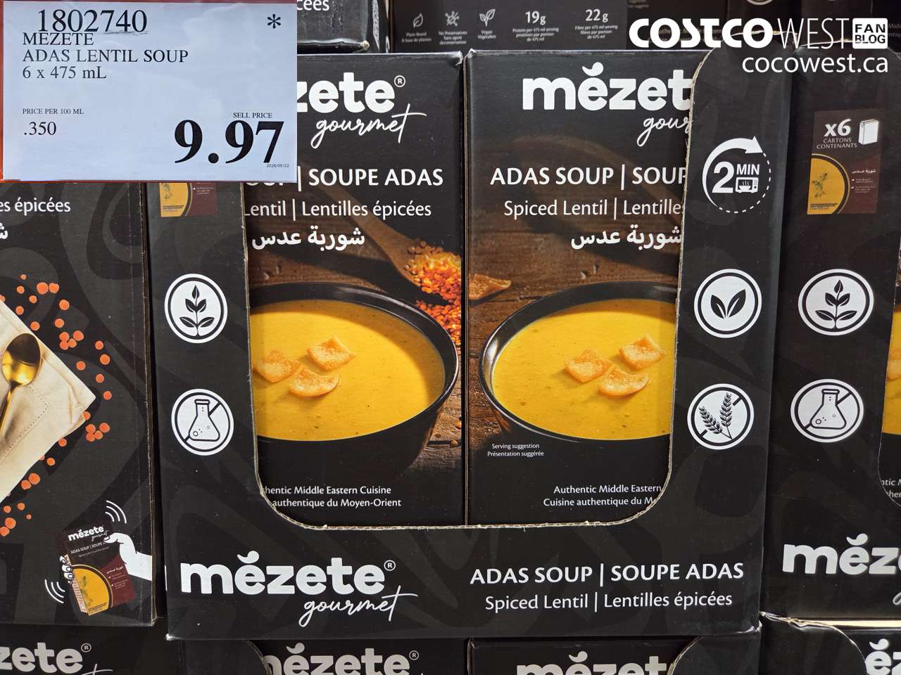 1802740 MEZETE ADAS LENTIL SOUP 6 X 475 ML $9.97