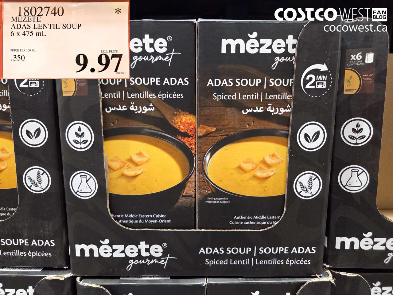 1802740 MEZETE ADAS LENTIL SOUP 6 X 475 ML $9.97