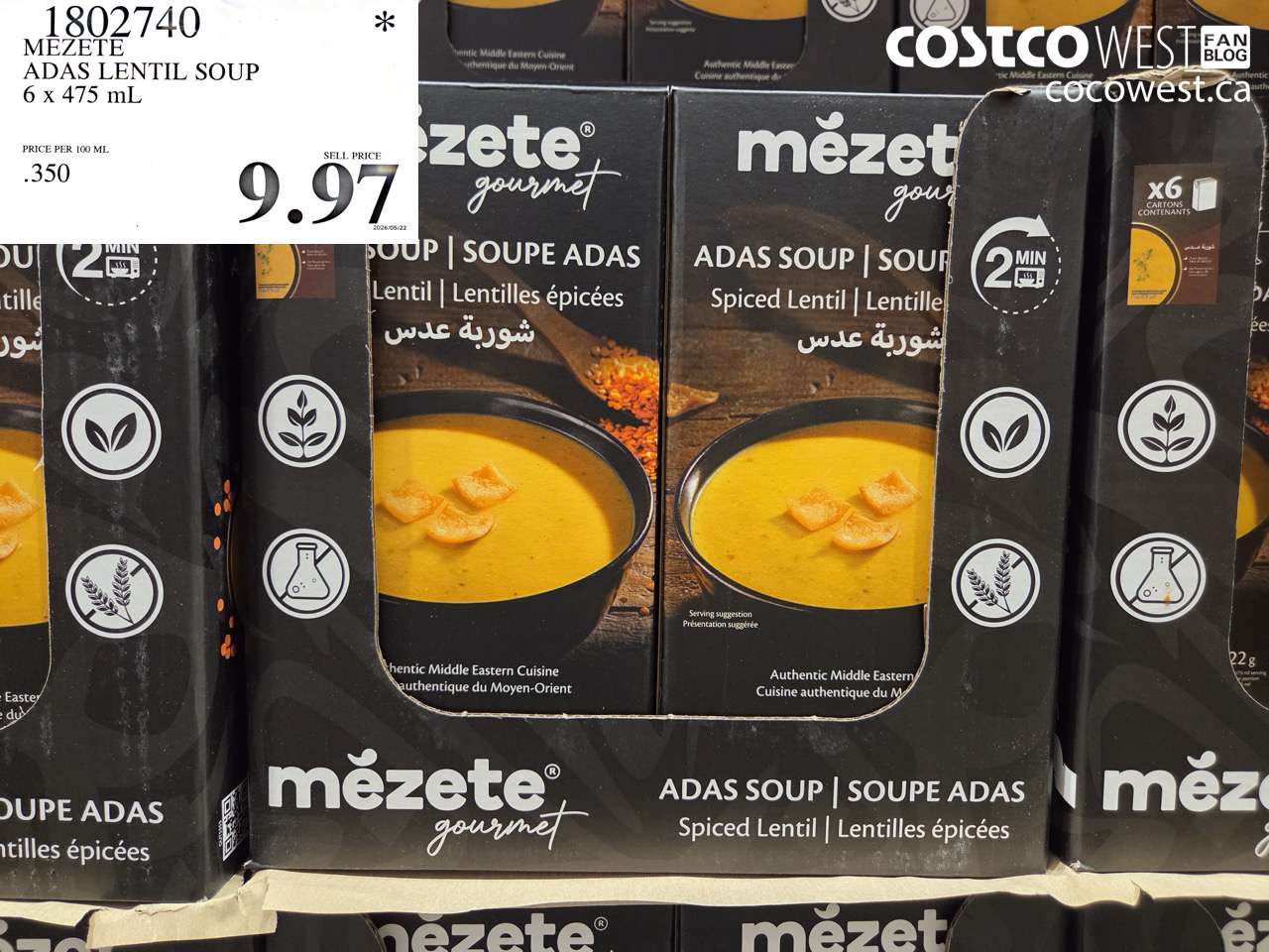 1802740 MEZETE ADAS LENTIL SOUP 6 X 475 ML $9.97