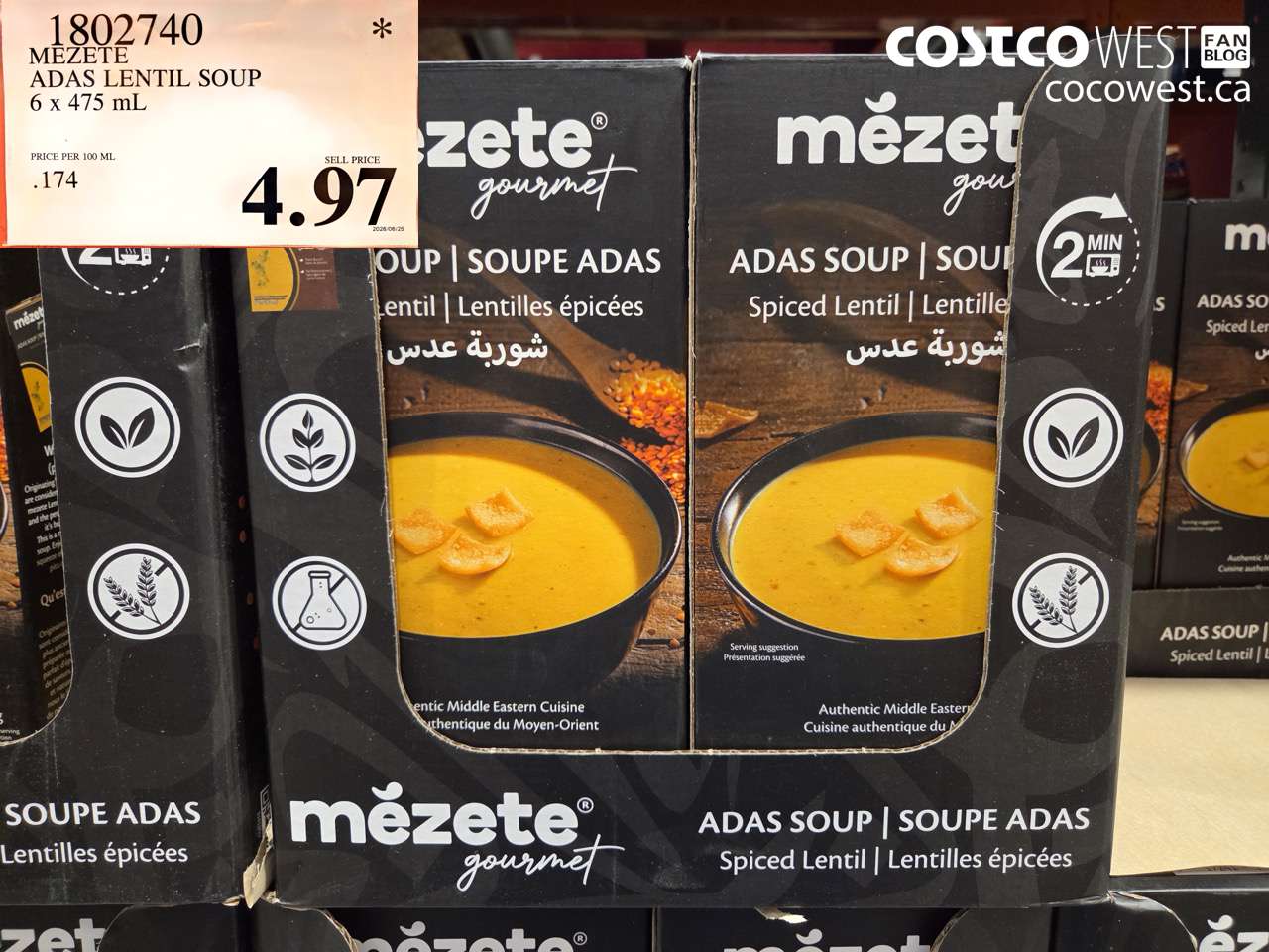 1802740 MEZETE ADAS LENTIL SOUP 6 X 475 ML $4.97