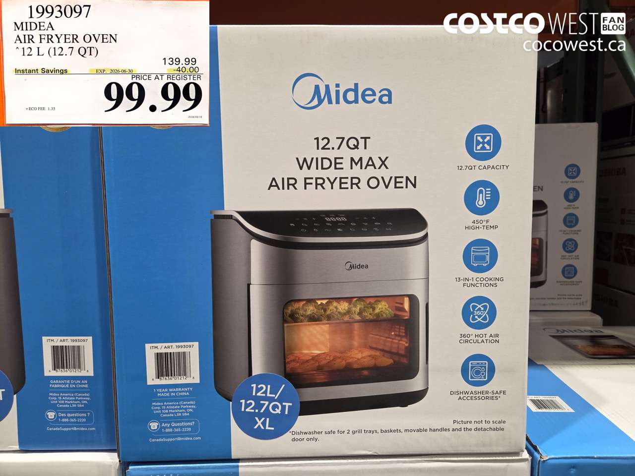 1993097 MIDEA AIR FRYER OVEN 12 L (12.7 QT) ($40.00 INSTANT SAVINGS EXPIRES ON 2026-06-30) $99.99