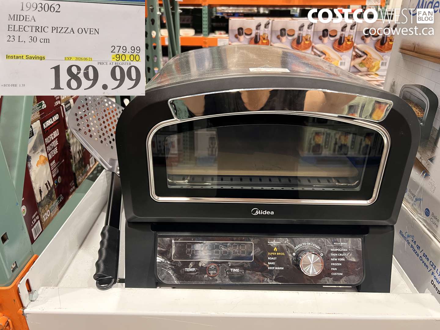 1993062 MIDEA ELECTRIC PIZZA OVEN 23 L, 30 CM ($90.00 INSTANT SAVINGS EXPIRES ON 2026-06-21) $189.99