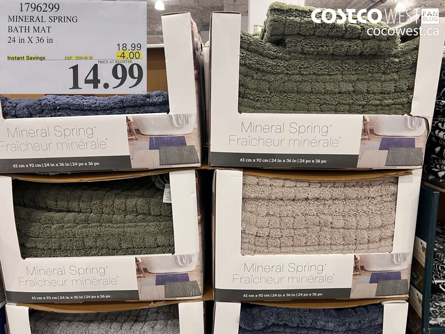1796299 MINERAL SPRING BATH MAT 24 IN X 36 IN ($4.00 INSTANT SAVINGS EXPIRES ON 2026-06-28) $14.99