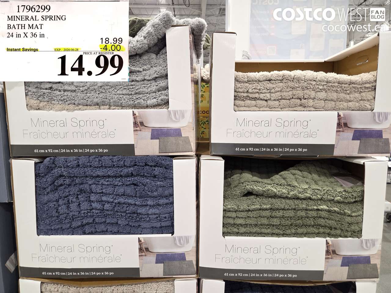1796299 MINERAL SPRING BATH MAT 24 IN X 36 IN ($4.00 INSTANT SAVINGS EXPIRES ON 2026-06-28) $14.99