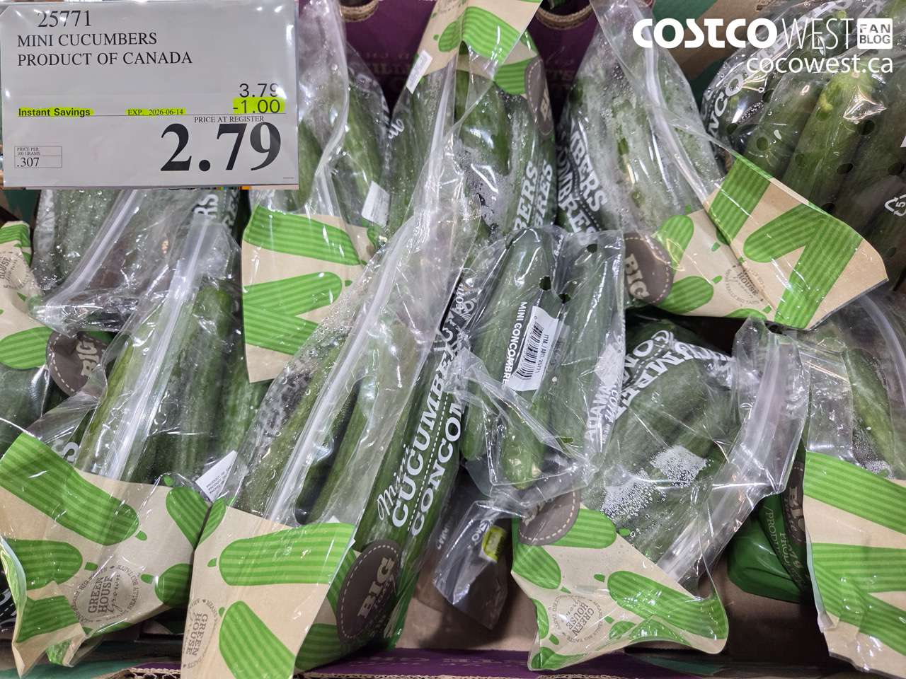 25771 MINI CUCUMBERS PRODUCT OF CANADA ($1.00 INSTANT SAVINGS EXPIRES ON 2026-06-14) $2.79