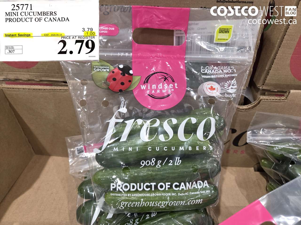 25771 MINI CUCUMBERS PRODUCT OF CANADA ($1.00 INSTANT SAVINGS EXPIRES ON 2026-06-14) $2.79