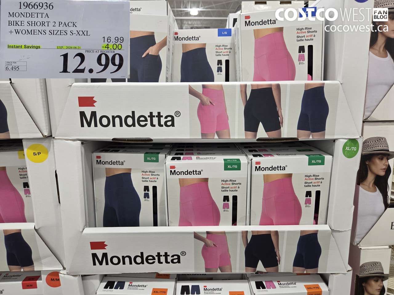1966936 MONDETTA BIKE SHORT 2 PACK + WOMENS SIZES S-XXL ($4.00 INSTANT SAVINGS EXPIRES ON 2026-06-21) $12.99