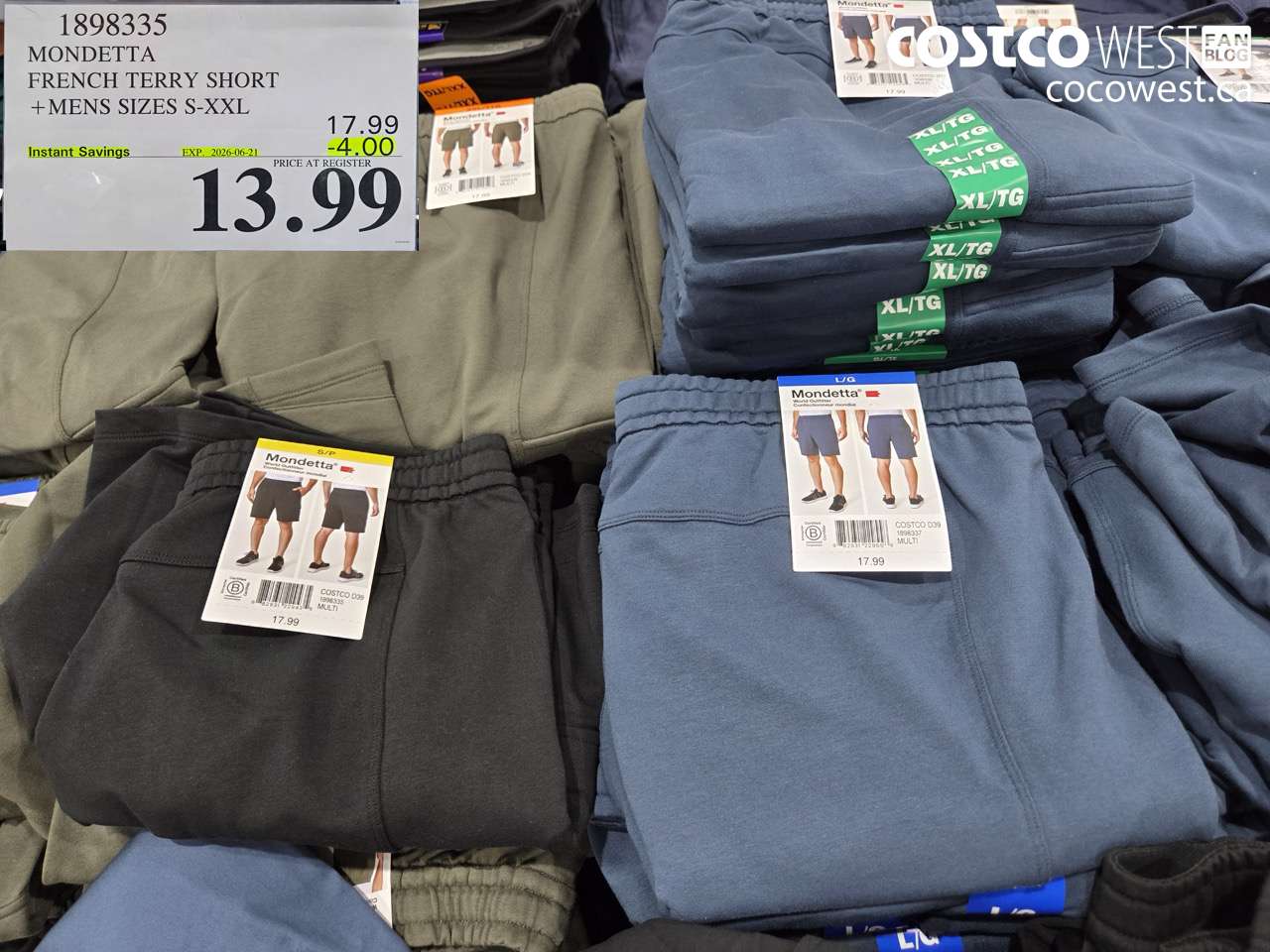 1898335 MONDETTA FRENCH TERRY SHORT +MENS SIZES S-XXL ($4.00 INSTANT SAVINGS EXPIRES ON 2026-06-21) $13.99