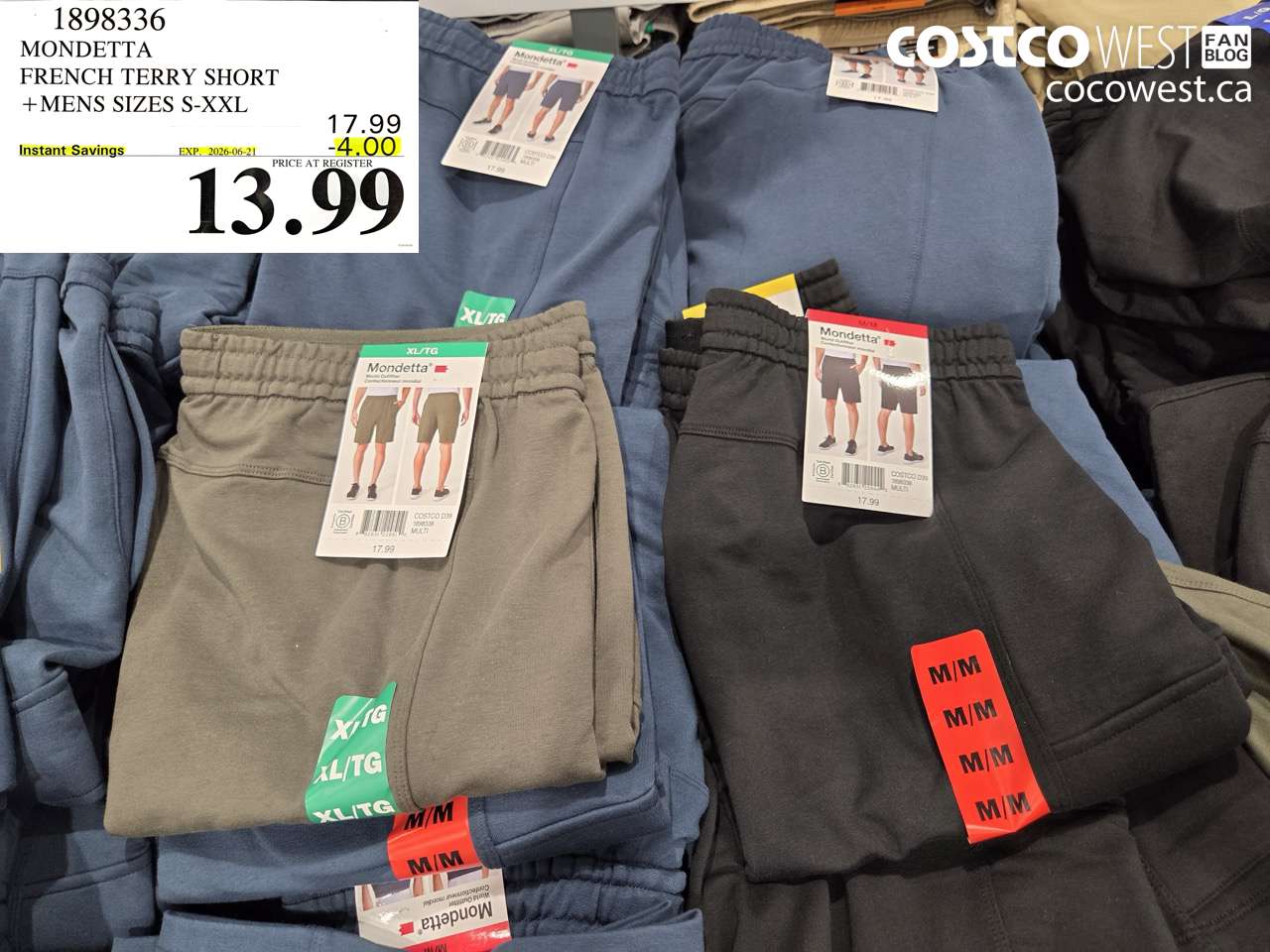 1898336 MONDETTA FRENCH TERRY SHORT MENS SIZES S-XXL ($4.00 INSTANT SAVINGS EXPIRES ON 2026-06-21) $13.99
