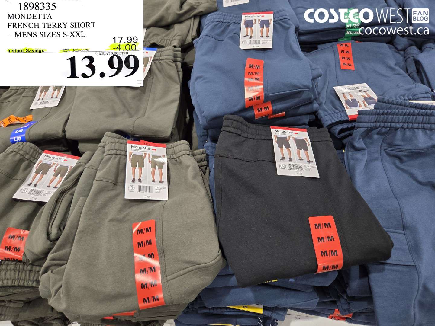 1898335 MONDETTA FRENCH TERRY SHORT +MENS SIZES S-XXL ($4.00 INSTANT SAVINGS EXPIRES ON 2026-06-28) $13.99