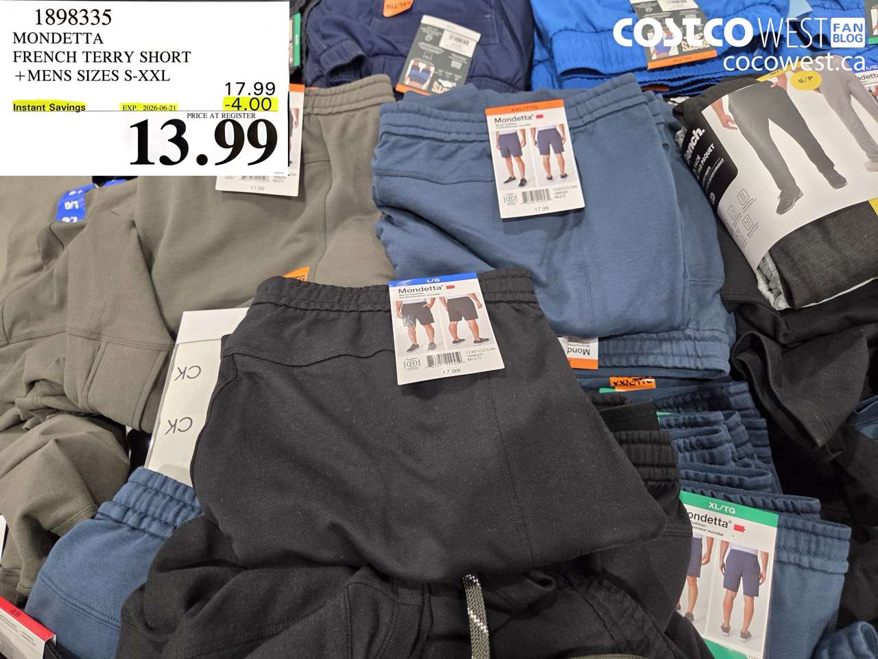 1898335 MONDETTA FRENCH TERRY SHORT + MENS SIZES S-XXL ($4.00 INSTANT SAVINGS EXPIRES ON 2026-06-21) $13.99