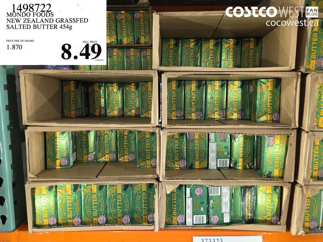 1498722 MONDO FOODS NEW ZEALAND GRASSFED SALTED BUTTER 454G $8.49