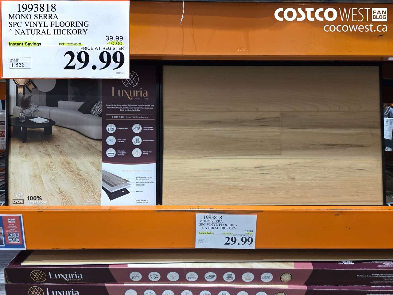 1993818 MONO SERRA SPC VINYL FLOORING NATURAL HICKORY ($10.00 INSTANT SAVINGS EXPIRES ON 2026-06-21) $29.99