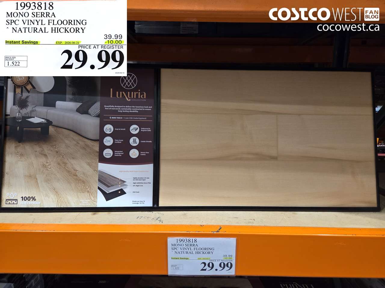 1993818 MONO SERRA SPC VINYL FLOORING NATURAL HICKORY ($10.00 INSTANT SAVINGS EXPIRES ON 2026-06-21) $29.99