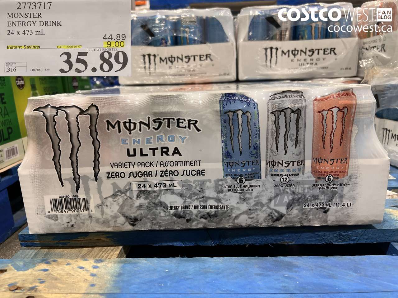 2773717 MONSTER ENERGY DRINK 24 X 473 ML ($9.00 INSTANT SAVINGS EXPIRES ON 2026-06-07) $35.89