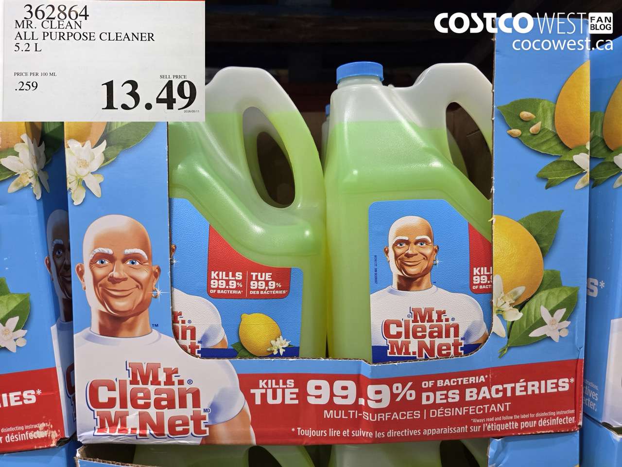362864 MR. CLEAN ALL PURPOSE CLEANER 5.2 L $13.49