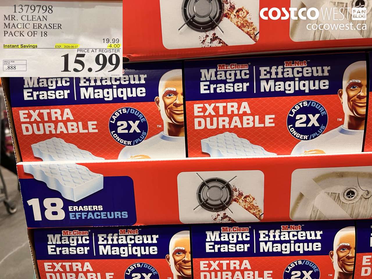 1379798 MR. CLEAN MAGIC ERASER PACK OF 18 ($4.00 INSTANT SAVINGS EXPIRES ON 2026-06-07) $15.99