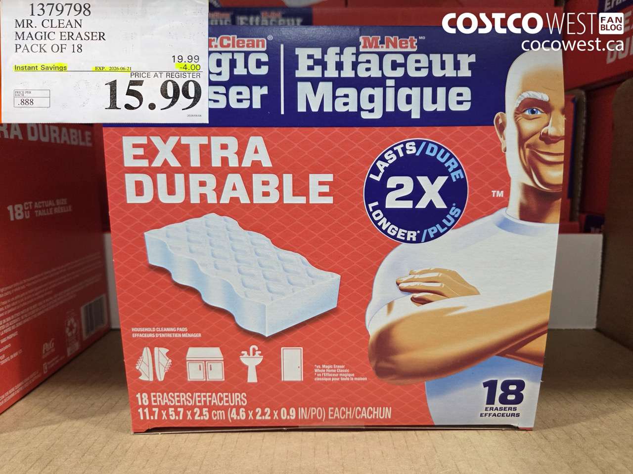 1379798 MR. CLEAN MAGIC ERASER PACK OF 18 ($4.00 INSTANT SAVINGS EXPIRES ON 2026-06-21) $15.99