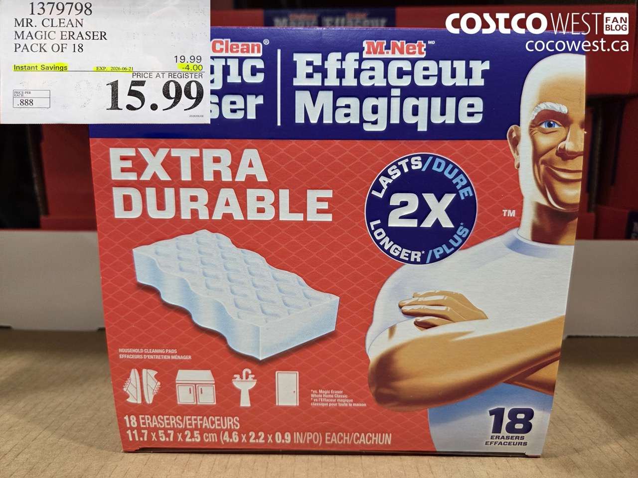 1379798 MR. CLEAN MAGIC ERASER PACK OF 18 ($4.00 INSTANT SAVINGS EXPIRES ON 2026-06-21) $15.99