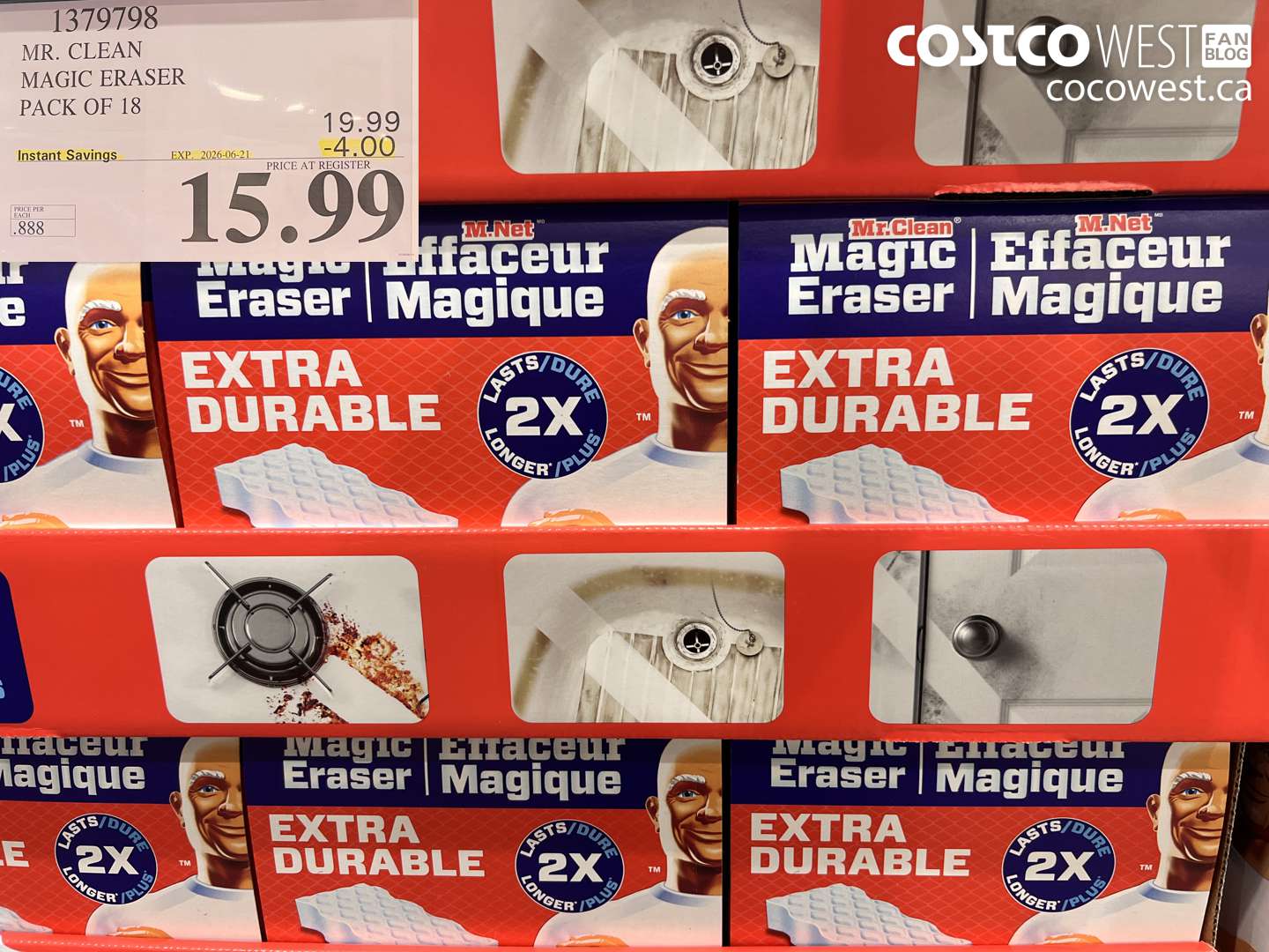 1379798 MR. CLEAN MAGIC ERASER PACK OF 18 ($4.00 INSTANT SAVINGS EXPIRES ON 2026-06-21) $15.99