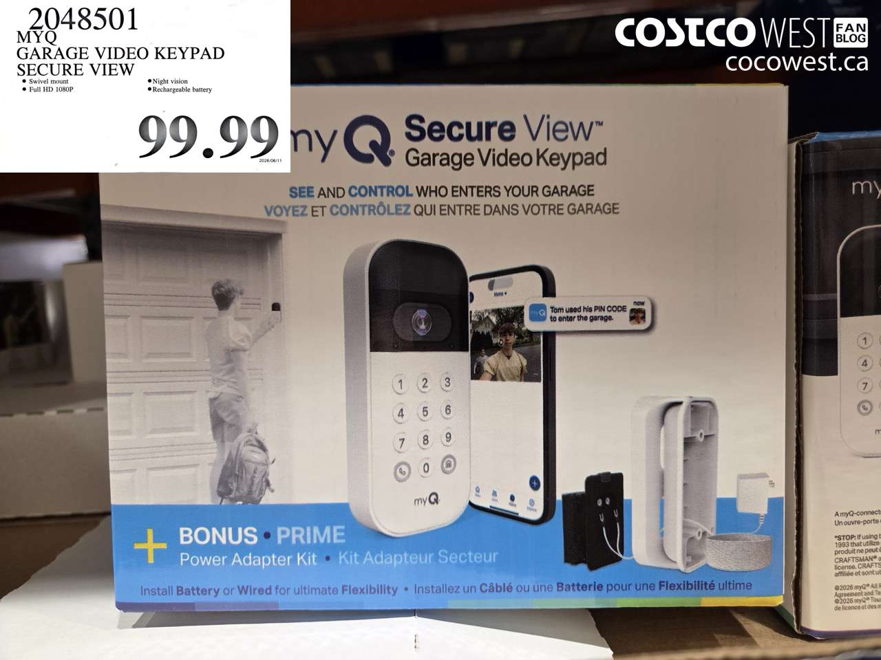 2048501 MYQ GARAGE VIDEO KEYPAD SECURE VIEW $99.99