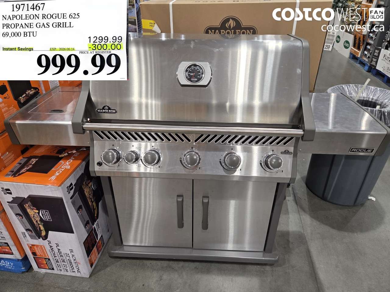 1971467 NAPOLEON ROGUE 625 PROPANE GAS GRILL 69,000 BTU ($300.00 INSTANT SAVINGS EXPIRES ON 2026-06-14) $999.99