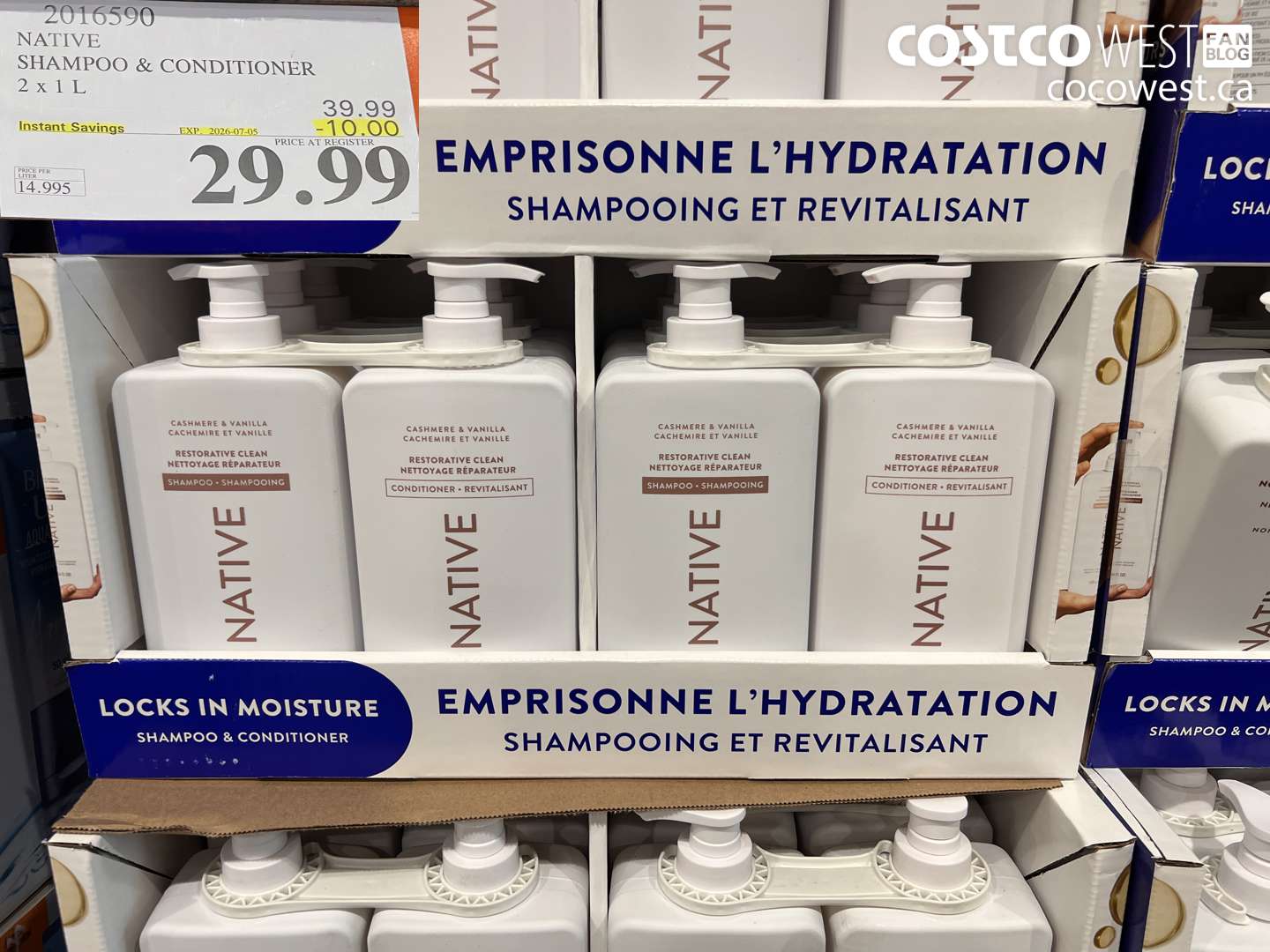 2016590 NATIVE SHAMPOO & CONDITIONER 2 X 1 L ($10.00 INSTANT SAVINGS EXPIRES ON 2026-07-05) $29.99