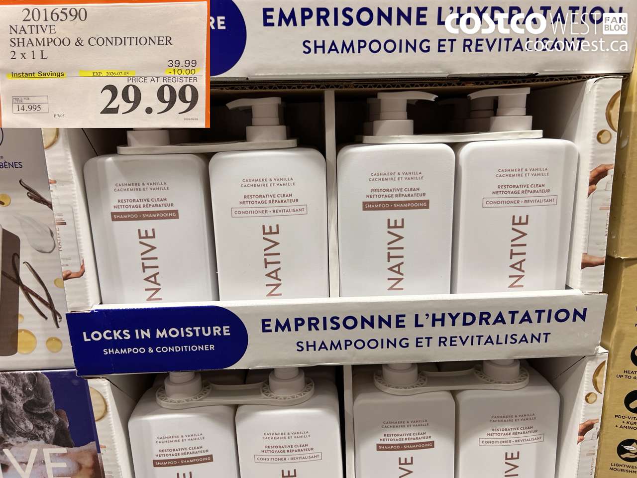 2016590 NATIVE SHAMPOO & CONDITIONER 2 X 1 L ($10.00 INSTANT SAVINGS EXPIRES ON 2026-07-05) $29.99