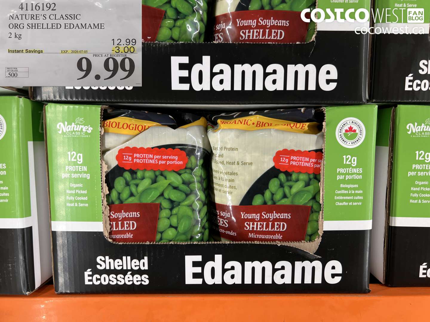 4116192 NATURE'S CLASSIC ORG SHELLED EDAMAME 2 KG ($3.00 INSTANT SAVINGS EXPIRES ON 2026-07-05) $9.99