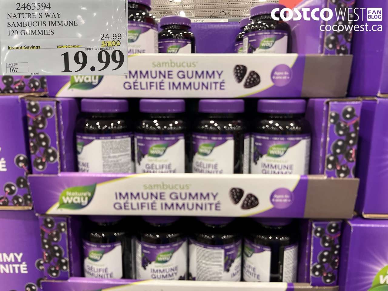2463594 NATURE'S WAY SAMBUCUS IMMUNE 120 GUMMIES ($5.00 INSTANT SAVINGS EXPIRES ON 2026-06-07) $19.99
