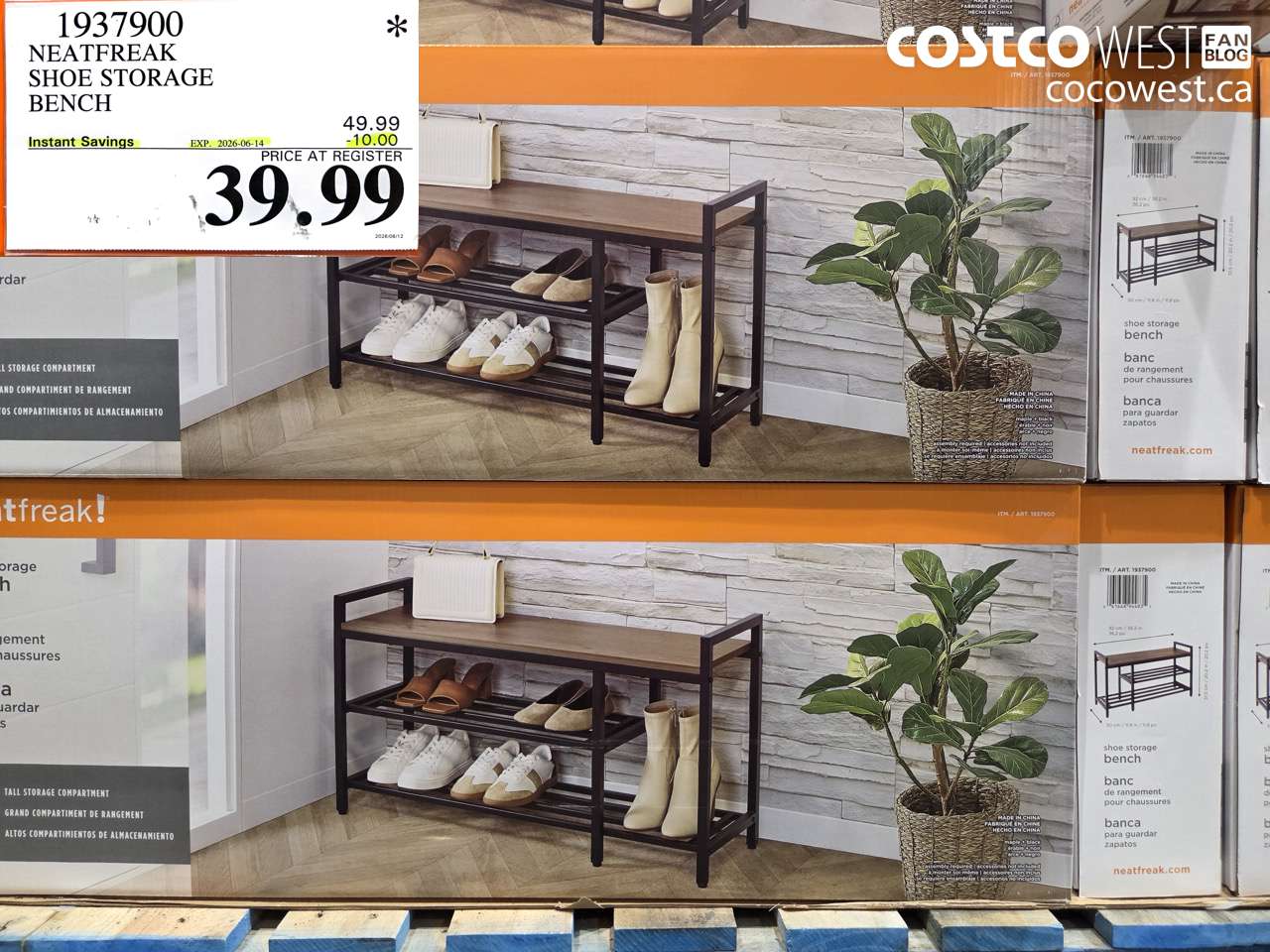 1937900 NEATFREAK SHOE STORAGE BENCH ($10.00 INSTANT SAVINGS EXPIRES ON 2026-06-14) $39.99