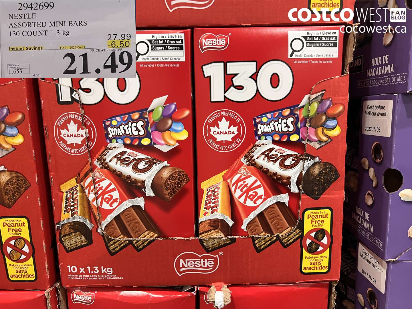2942699 NESTLE ASSORTED MINI BARS 130 COUNT 1.3 KG ($6.50 INSTANT SAVINGS EXPIRES ON 2026-06-21) $21.49