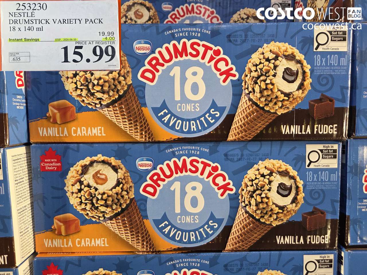 253230 NESTLÉ DRUMSTICK VARIETY PACK 18 X 140 ML ($4.00 INSTANT SAVINGS EXPIRES ON 2026-06-10) $15.99