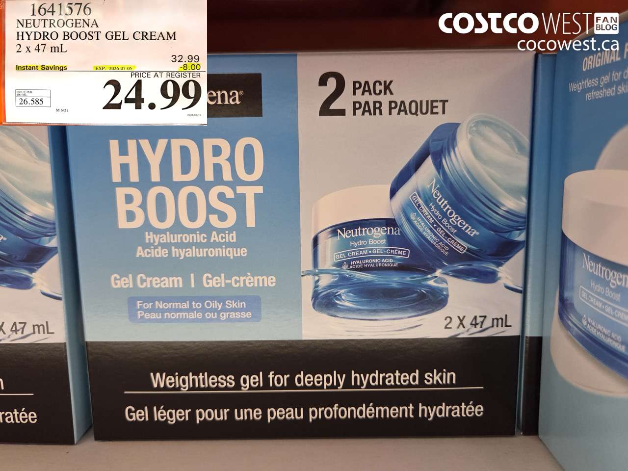 1641576 NEUTROGENA HYDRO BOOST GEL CREAM 2 X 47 ML ($8.00 INSTANT SAVINGS EXPIRES ON 2026-07-05) $24.99