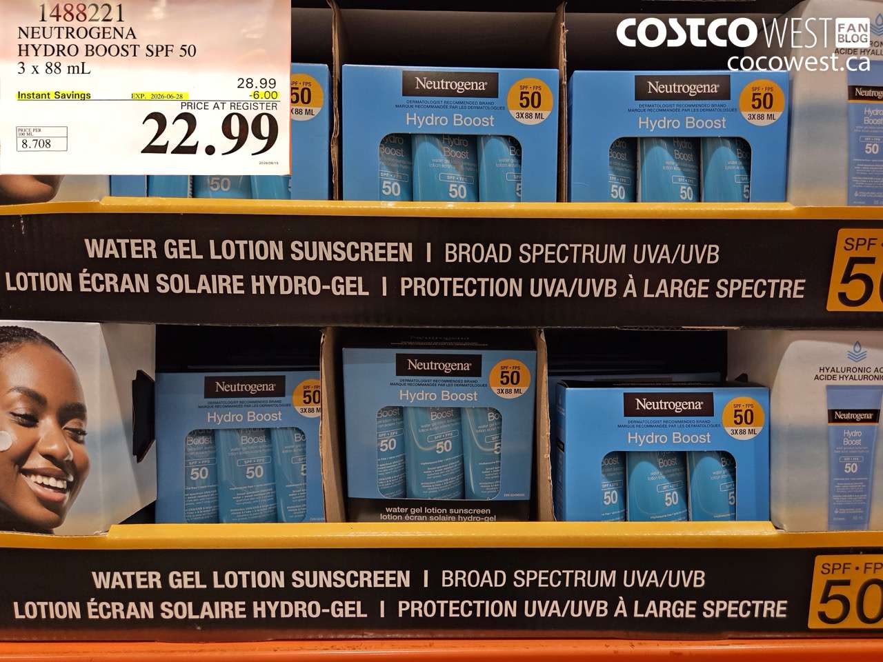 1488221 NEUTROGENA HYDRO BOOST SPF 50 3 X 88 ML ($6.00 INSTANT SAVINGS EXPIRES ON 2026-06-28) $22.99