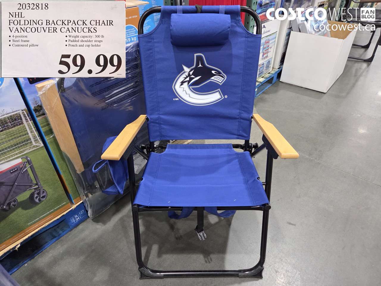 2032818 NHL FOLDING BACKPACK CHAIR VANCOUVER CANUCKS $59.99