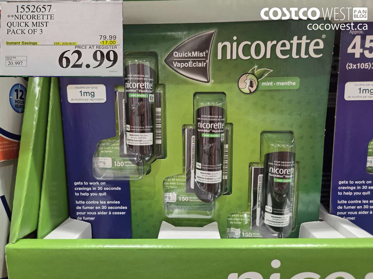 1552657 NICORETTE QUICK MIST PACK OF 3 ($17.00 INSTANT SAVINGS EXPIRES ON 2026-06-07) $62.99
