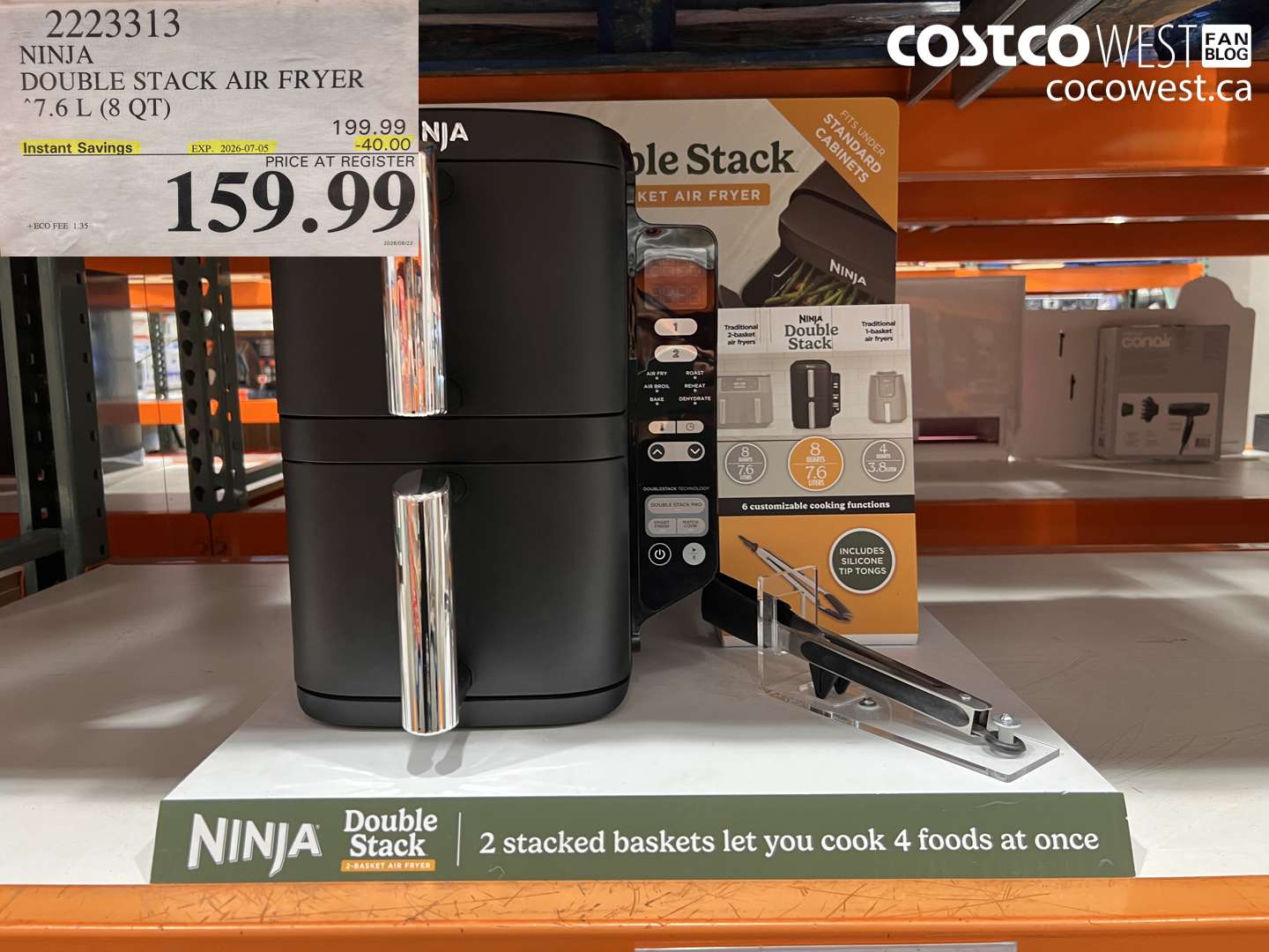 2223313 NINJA DOUBLE STACK AIR FRYER 7.6 L (8 QT) ($40.00 INSTANT SAVINGS EXPIRES ON 2026-07-05) $159.99