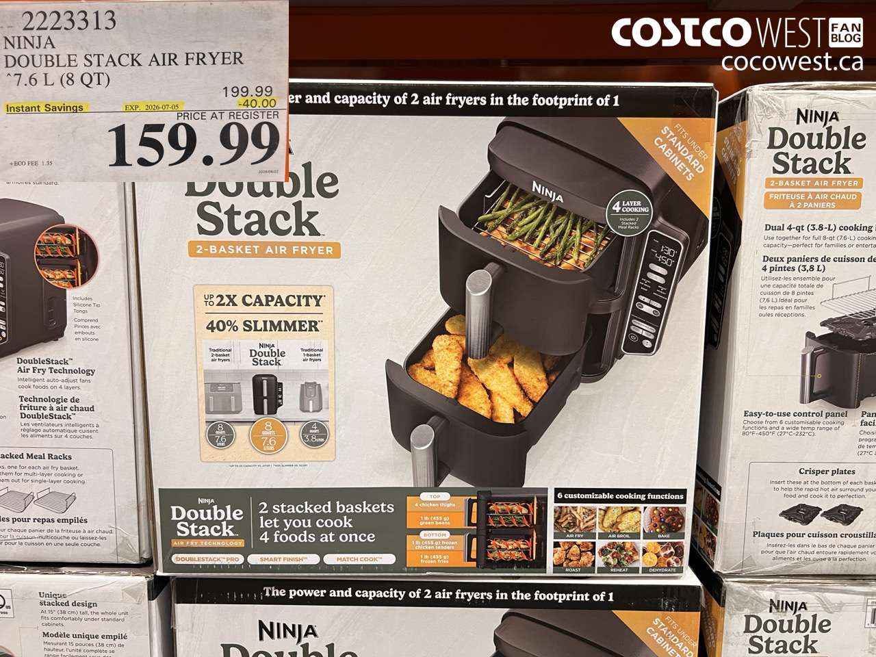 2223313 NINJA DOUBLE STACK AIR FRYER 7.6 L (8 QT) ($40.00 INSTANT SAVINGS EXPIRES ON 2026-07-05) $159.99