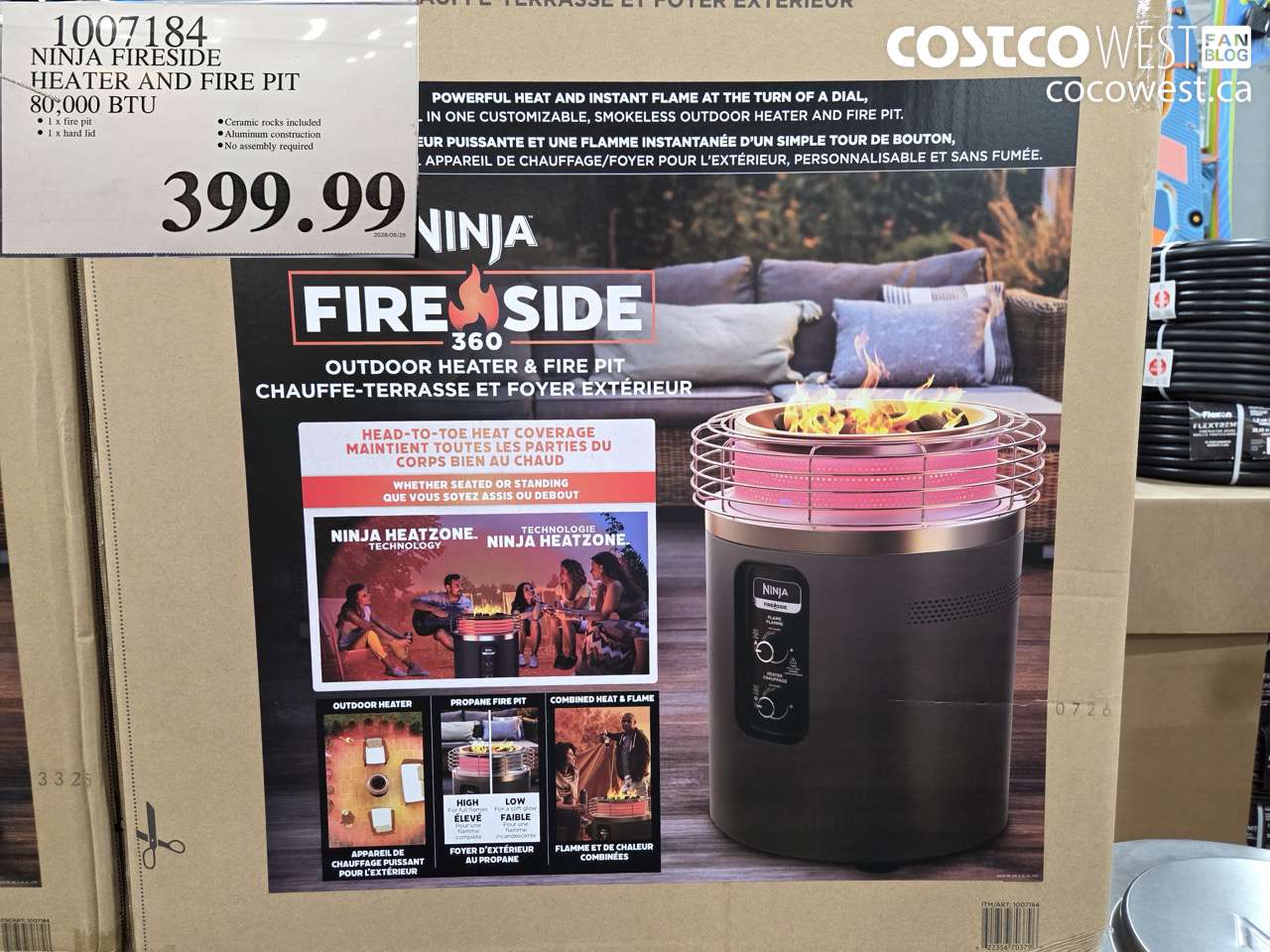 1007184 NINJA FIRESIDE HEATER AND FIRE PIT 80,000 BTU $399.99