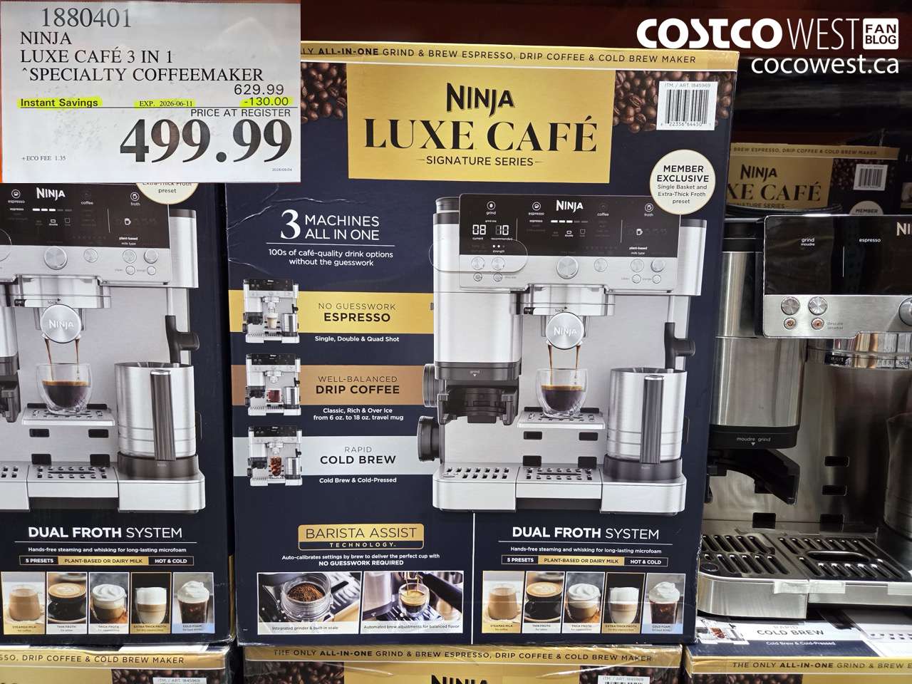 1880401 NINJA LUXE CAFE 3 IN 1 SPECIALTY COFFEEMAKER ($130.00 INSTANT SAVINGS EXPIRES ON 2026-06-11) $499.99