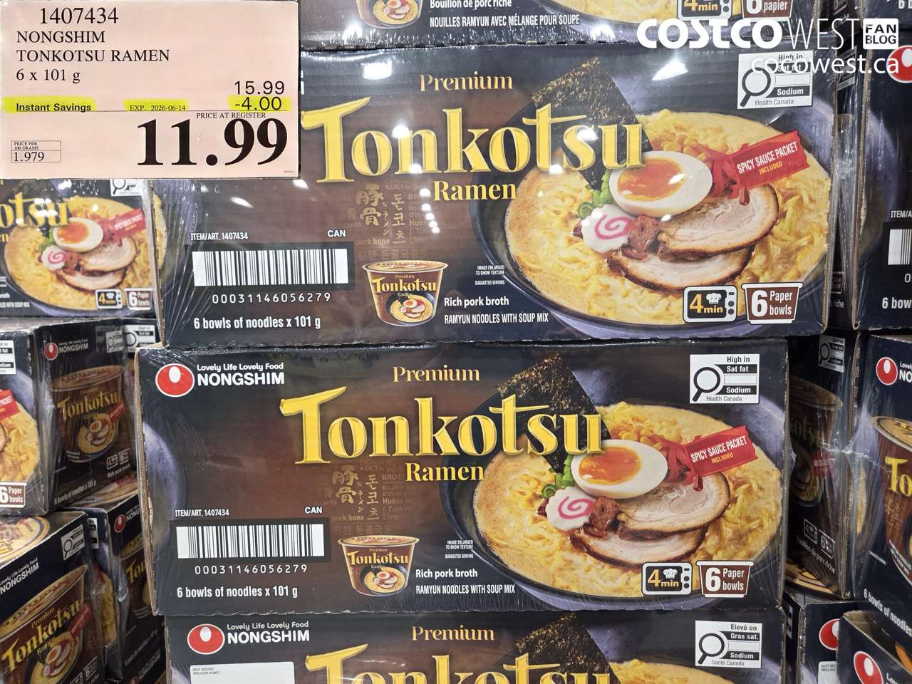 1407434 NONGSHIM TONKOTSU RAMEN 6 X 101 G ($4.00 INSTANT SAVINGS EXPIRES ON 2026-06-14) $11.99