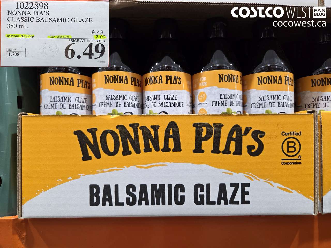 1022898 NONNA PIA'S CLASSIC BALSAMIC GLAZE 380 ML ($3.00 INSTANT SAVINGS EXPIRES ON 2026-06-21) $6.49