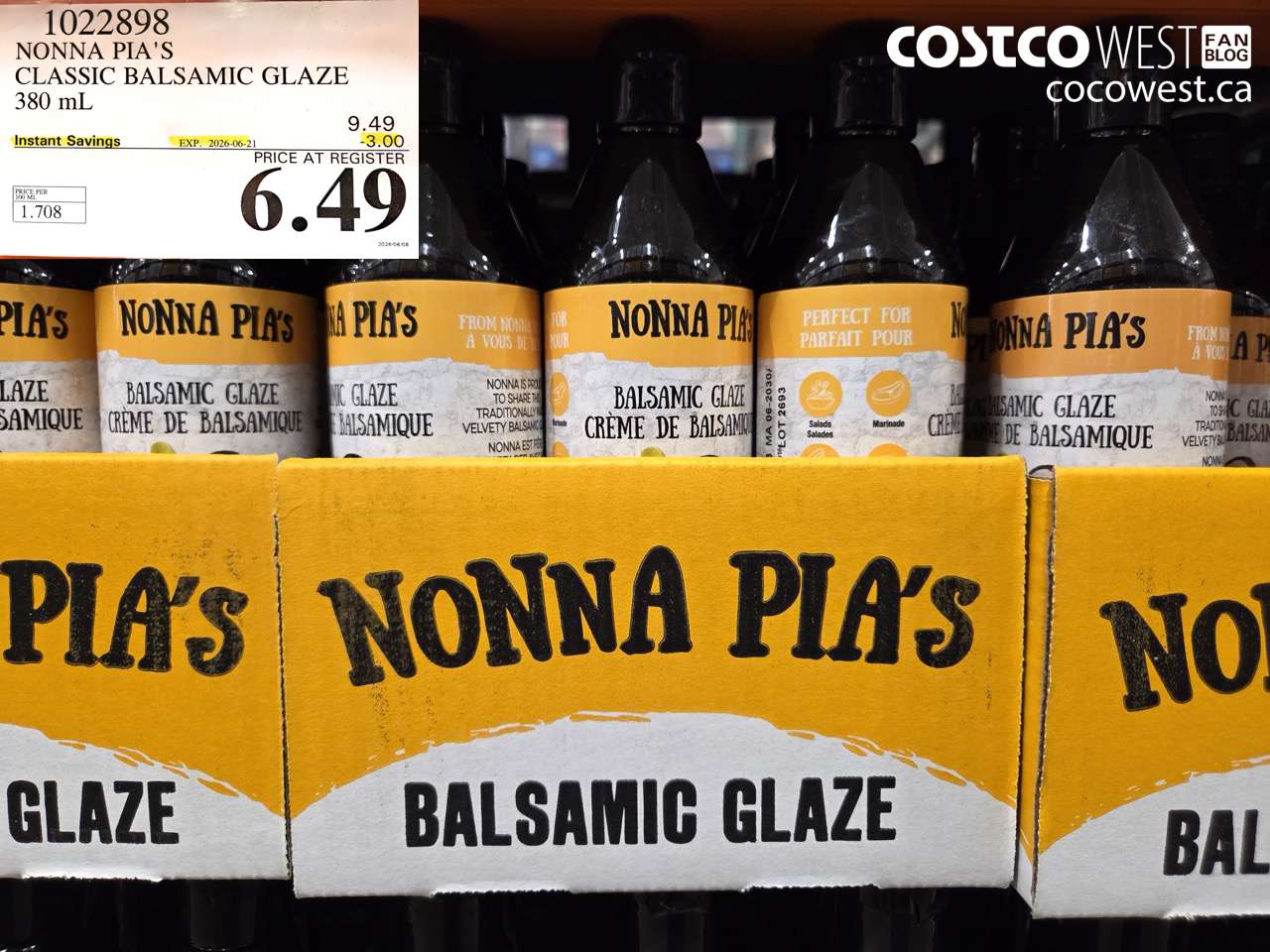 1022898 NONNA PIA'S CLASSIC BALSAMIC GLAZE 380 ML ($3.00 INSTANT SAVINGS EXPIRES ON 2026-06-21) $6.49