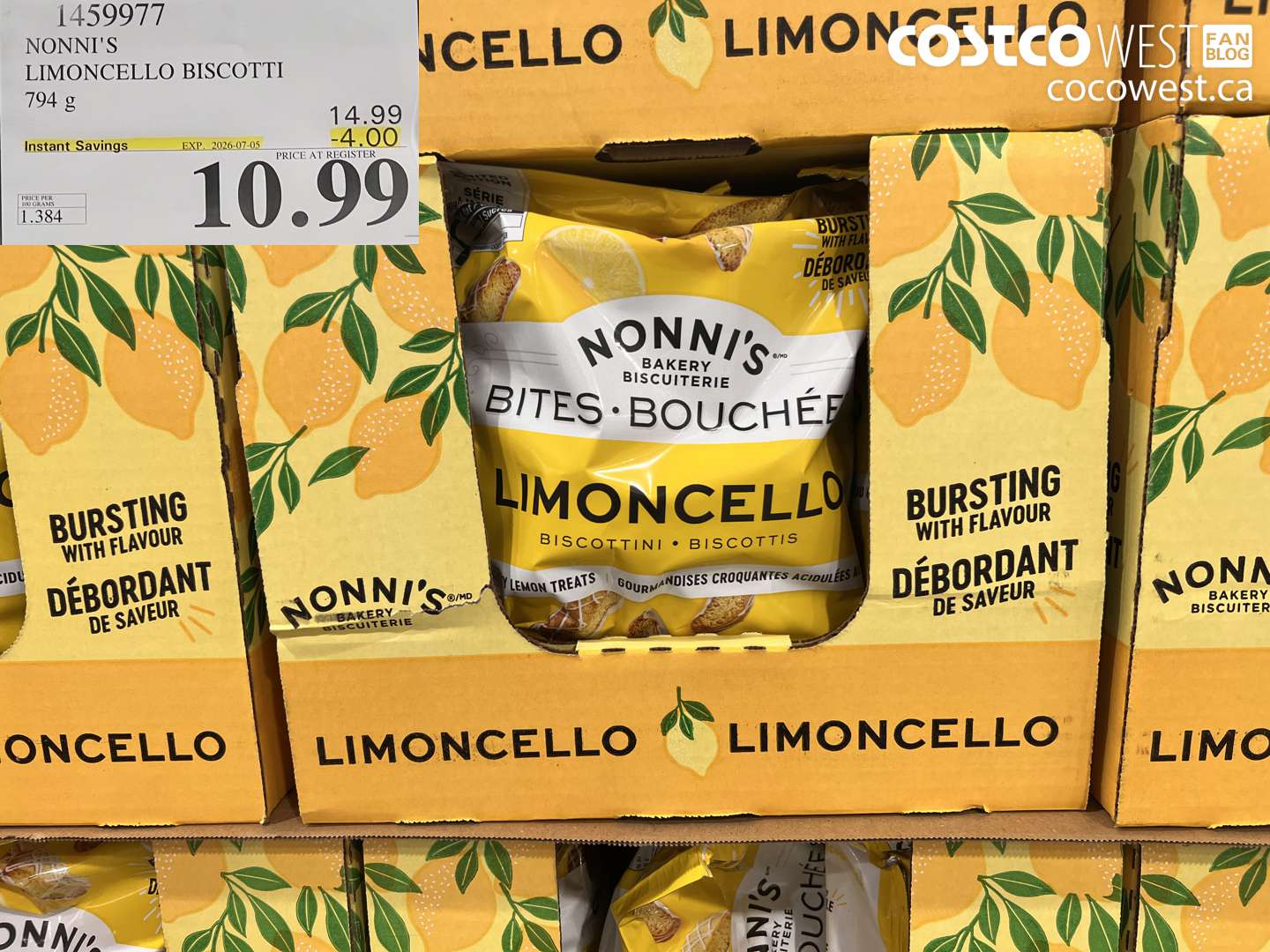 1459977 NONNI'S LIMONCELLO BISCOTTI 794 G ($4.00 INSTANT SAVINGS EXPIRES ON 2026-07-05) $10.99