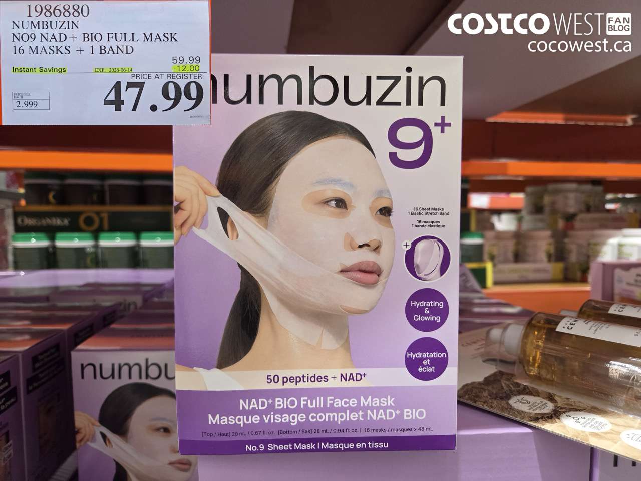 1986880 NUMBUZIN NO9 NAD+ BIO FULL MASK 16 MASKS + 1 BAND ($12.00 INSTANT SAVINGS EXPIRES ON 2026-06-14) $47.99
