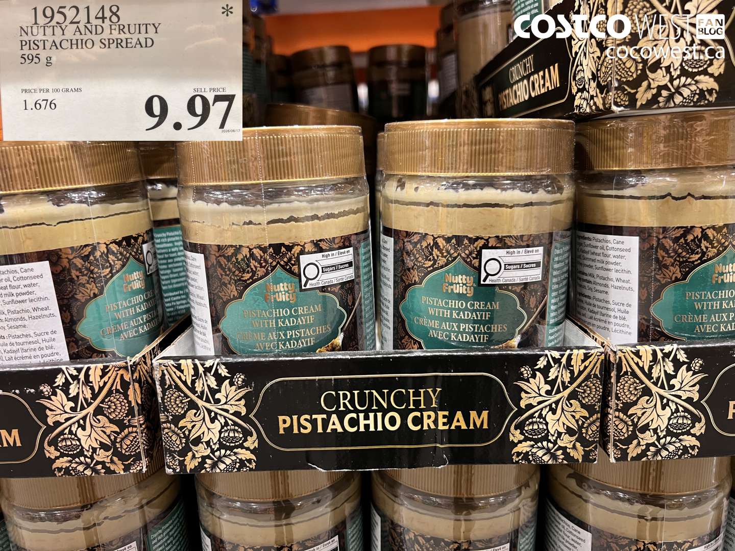 1952148 NUTTY AND FRUITY PISTACHIO SPREAD 595 G $9.97