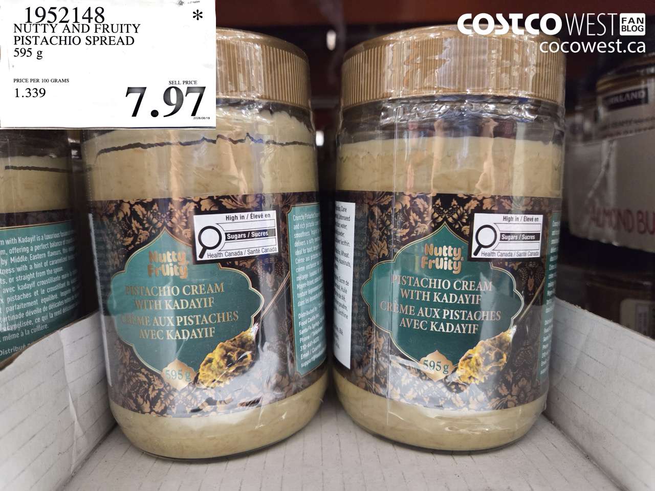 1952148 NUTTY AND FRUITY PISTACHIO SPREAD 595 G $7.97