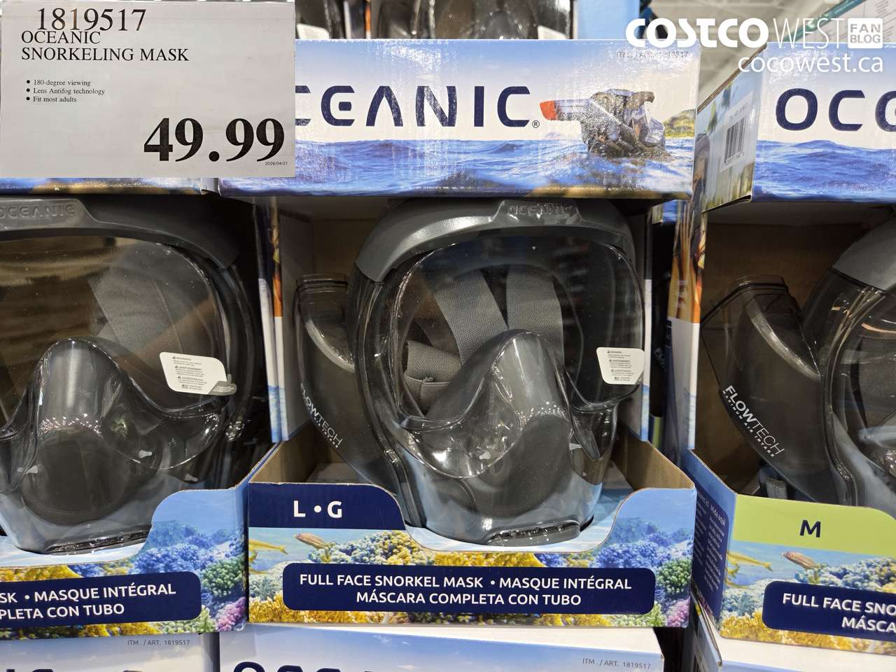 1819517 OCEANIC SNORKELING MASK $49.99