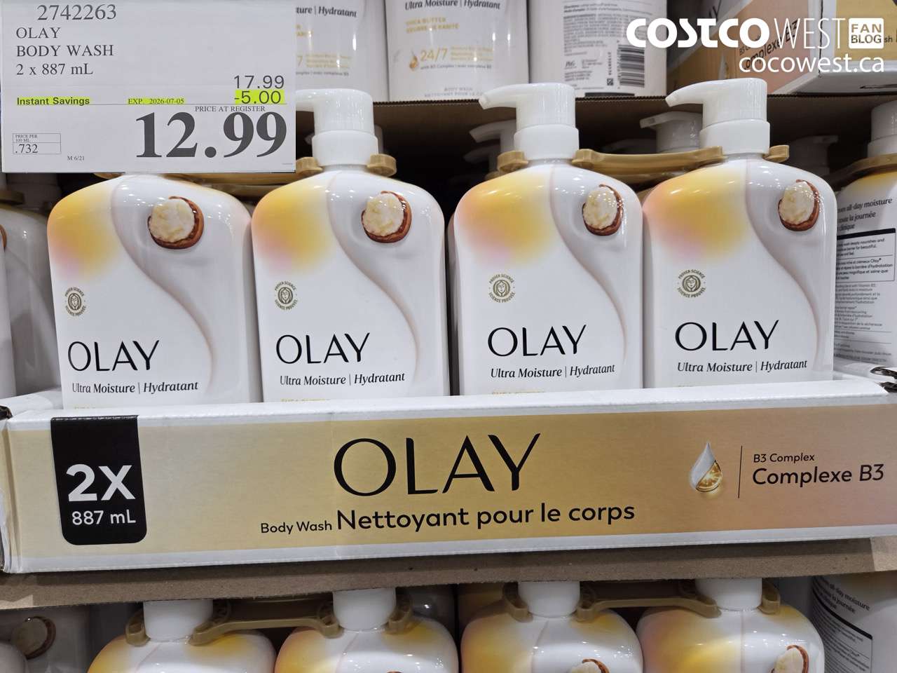 2742263 OLAY BODY WASH 2 X 887 ML ($5.00 INSTANT SAVINGS EXPIRES ON 2026-07-05) $12.99